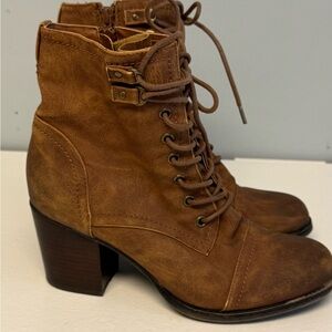 Madden Girl Hiking Booots Womens 10 M Westmont Brown Lace Up Heels Side Zip